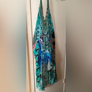 NEW SHAHIDA PARIDES HIGH LOW GORGEOUS DRESS. $449. MULTICOLOR. Blue. Size M